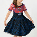 Custom Newcastle Knight Kid Short Sleeve Dress Knight Warrior Polynesia Islander Rugby Mascot