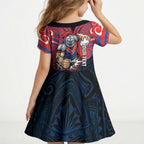 Custom Newcastle Knight Kid Short Sleeve Dress Knight Warrior Polynesia Islander Rugby Mascot