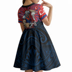 Custom Newcastle Knight Kid Short Sleeve Dress Knight Warrior Polynesia Islander Rugby Mascot
