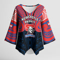 Custom Newcastle Knight Kimono Sleeve Blouse Knight Warrior Polynesia Islander Rugby Mascot