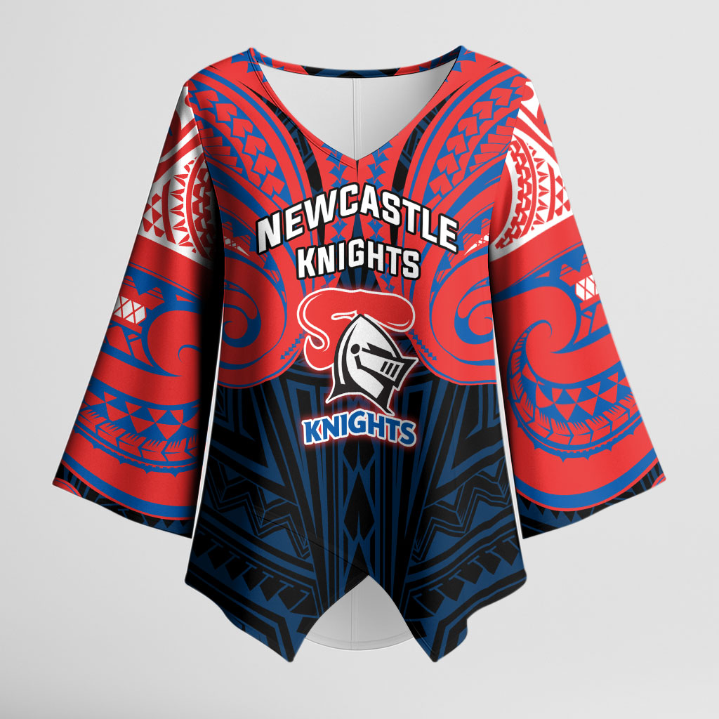Custom Newcastle Knight Kimono Sleeve Blouse Knight Warrior Polynesia Islander Rugby Mascot