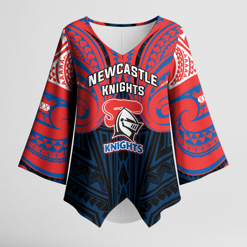 Custom Newcastle Knight Kimono Sleeve Blouse Knight Warrior Polynesia Islander Rugby Mascot