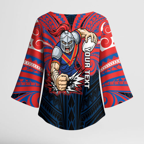 Custom Newcastle Knight Kimono Sleeve Blouse Knight Warrior Polynesia Islander Rugby Mascot