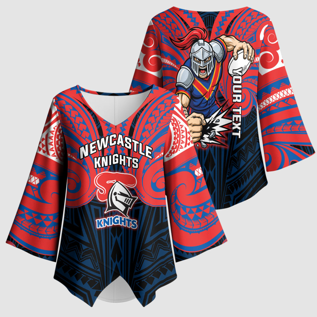 Custom Newcastle Knight Kimono Sleeve Blouse Knight Warrior Polynesia Islander Rugby Mascot