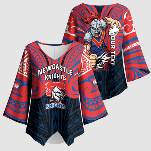 Custom Newcastle Knight Kimono Sleeve Blouse Knight Warrior Polynesia Islander Rugby Mascot