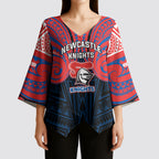 Custom Newcastle Knight Kimono Sleeve Blouse Knight Warrior Polynesia Islander Rugby Mascot
