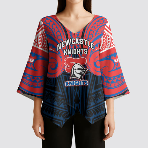 Custom Newcastle Knight Kimono Sleeve Blouse Knight Warrior Polynesia Islander Rugby Mascot
