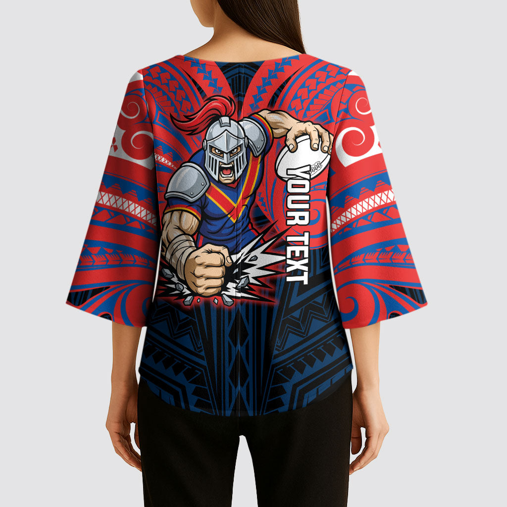 Custom Newcastle Knight Kimono Sleeve Blouse Knight Warrior Polynesia Islander Rugby Mascot