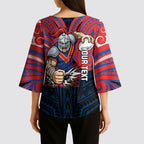 Custom Newcastle Knight Kimono Sleeve Blouse Knight Warrior Polynesia Islander Rugby Mascot