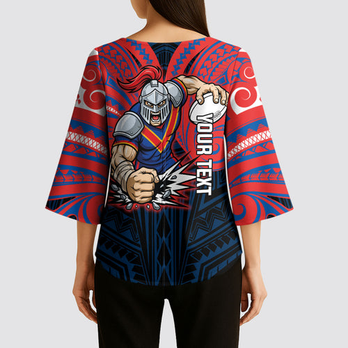 Custom Newcastle Knight Kimono Sleeve Blouse Knight Warrior Polynesia Islander Rugby Mascot
