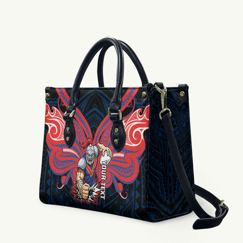 Custom Newcastle Knight Leather Bag Knight Warrior Polynesia Islander Rugby Mascot