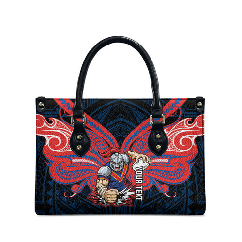 Custom Newcastle Knight Leather Bag Knight Warrior Polynesia Islander Rugby Mascot
