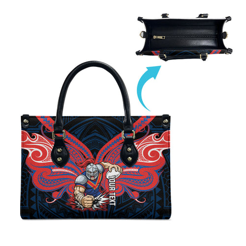 Custom Newcastle Knight Leather Bag Knight Warrior Polynesia Islander Rugby Mascot