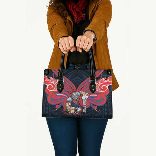 Custom Newcastle Knight Leather Bag Knight Warrior Polynesia Islander Rugby Mascot