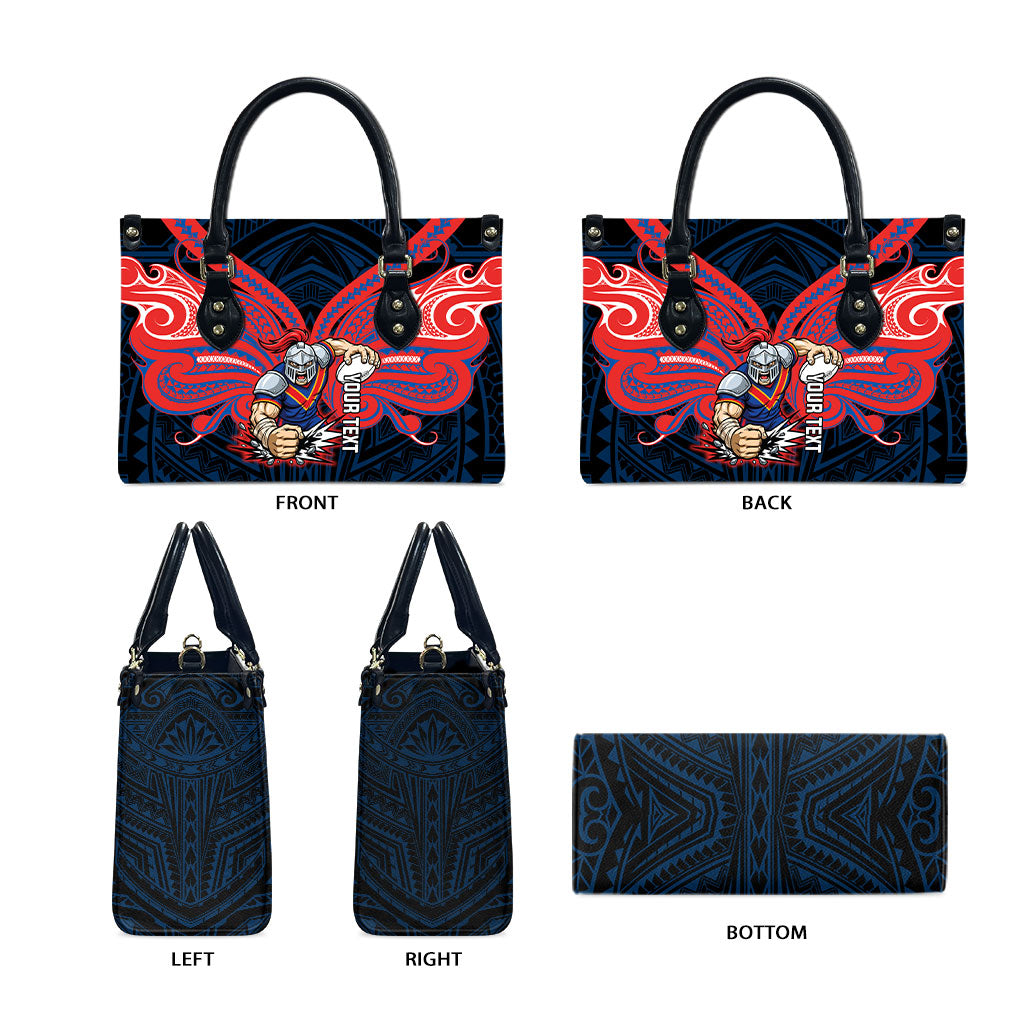 Custom Newcastle Knight Leather Bag Knight Warrior Polynesia Islander Rugby Mascot