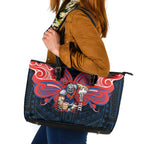 Custom Newcastle Knight Leather Tote Bag Knight Warrior Polynesia Islander Rugby Mascot
