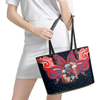 Custom Newcastle Knight Leather Tote Bag Knight Warrior Polynesia Islander Rugby Mascot