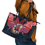 Custom Newcastle Knight Leather Tote Bag Knight Warrior Polynesia Islander Rugby Mascot