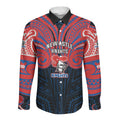Custom Newcastle Knight Long Sleeve Button Shirt Knight Warrior Polynesia Islander Rugby Mascot