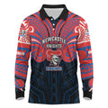 Custom Newcastle Knight Long Sleeve Polo Shirt Knight Warrior Polynesia Islander Rugby Mascot