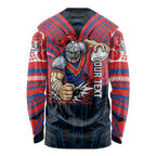 Custom Newcastle Knight Long Sleeve Shirt Knight Warrior Polynesia Islander Rugby Mascot