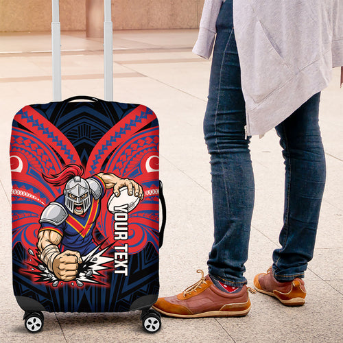 Custom Newcastle Knight Luggage Cover Knight Warrior Polynesia Islander Rugby Mascot