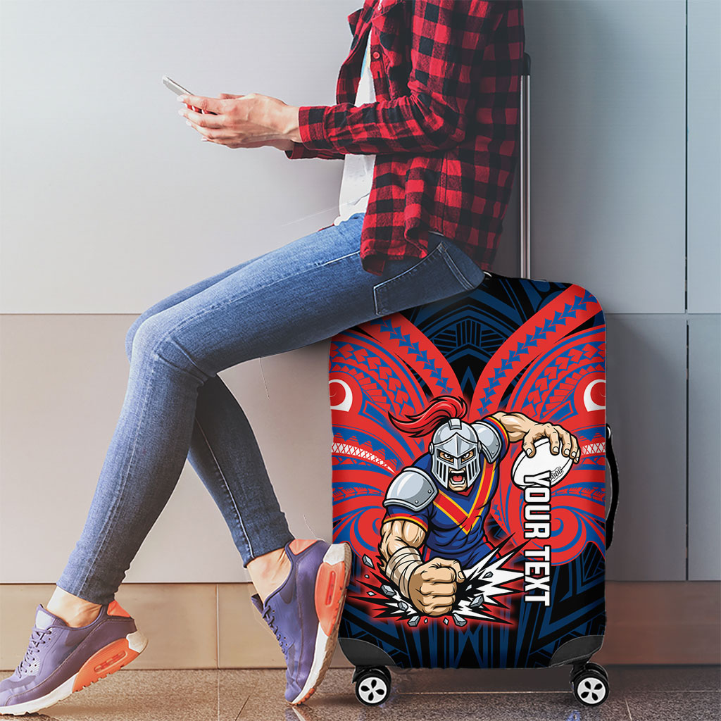 Custom Newcastle Knight Luggage Cover Knight Warrior Polynesia Islander Rugby Mascot