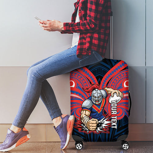 Custom Newcastle Knight Luggage Cover Knight Warrior Polynesia Islander Rugby Mascot