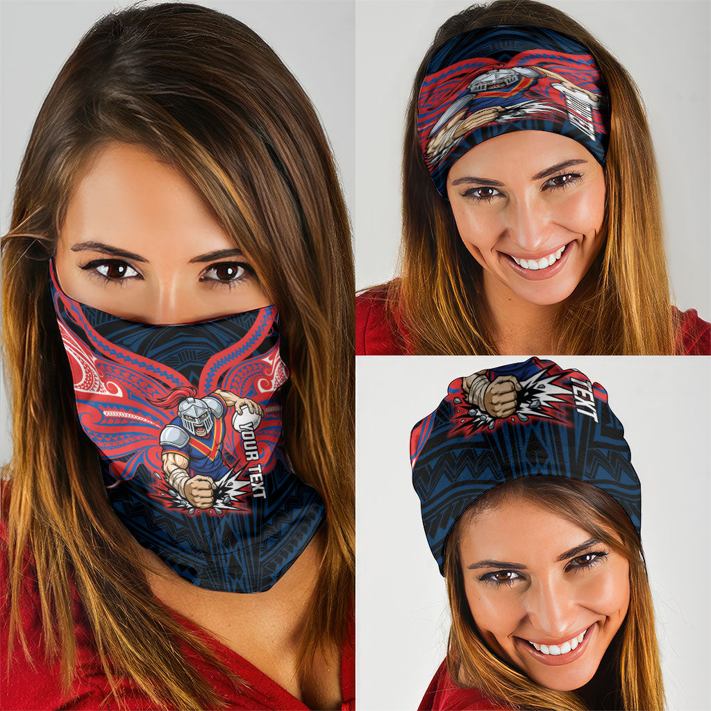Custom Newcastle Knight Neck Gaiter Knight Warrior Polynesia Islander Rugby Mascot