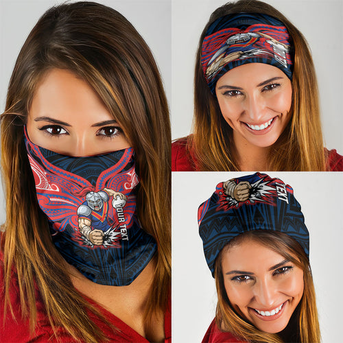 Custom Newcastle Knight Neck Gaiter Knight Warrior Polynesia Islander Rugby Mascot