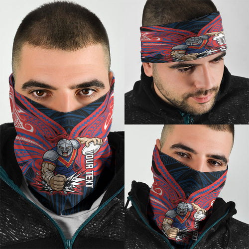 Custom Newcastle Knight Neck Gaiter Knight Warrior Polynesia Islander Rugby Mascot
