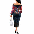 Custom Newcastle Knight Off The Shoulder Long Sleeve Dress Knight Warrior Polynesia Islander Rugby Mascot