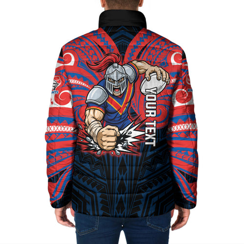 Custom Newcastle Knight Padded Jacket Knight Warrior Polynesia Islander Rugby Mascot