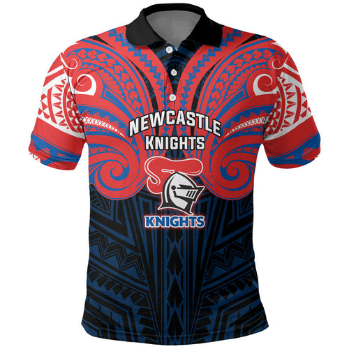 Custom Newcastle Knight Polo Shirt Knight Warrior Polynesia Islander Rugby Mascot