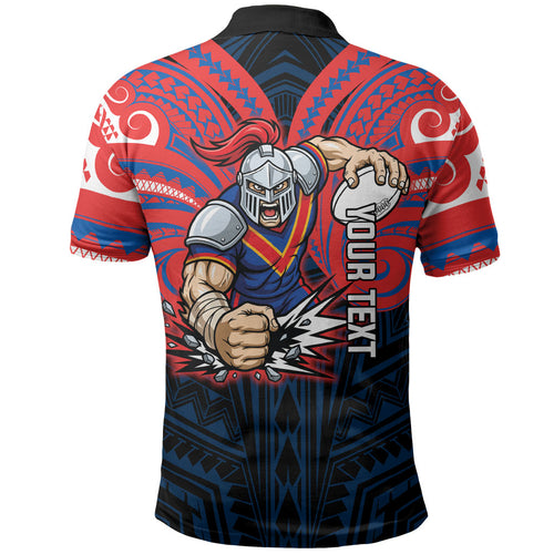Custom Newcastle Knight Polo Shirt Knight Warrior Polynesia Islander Rugby Mascot