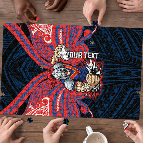 Custom Newcastle Knight Puzzle Knight Warrior Polynesia Islander Rugby Mascot