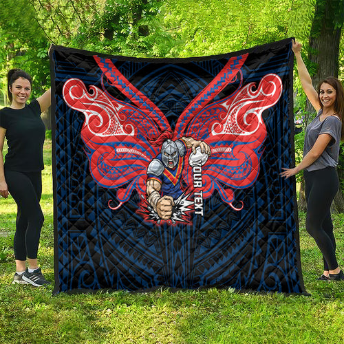 Custom Newcastle Knight Quilt Knight Warrior Polynesia Islander Rugby Mascot