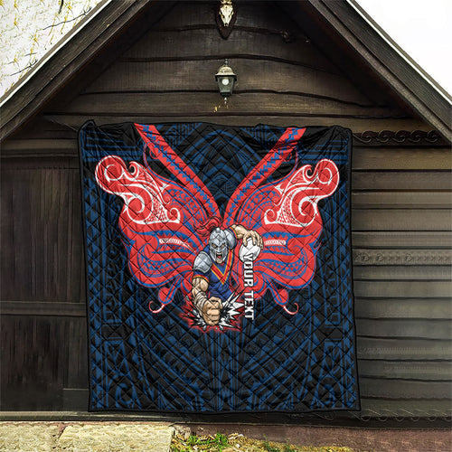 Custom Newcastle Knight Quilt Knight Warrior Polynesia Islander Rugby Mascot