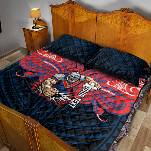 Custom Newcastle Knight Quilt Bed Set Knight Warrior Polynesia Islander Rugby Mascot