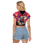 Custom Newcastle Knight Raglan Cropped T Shirt Knight Warrior Polynesia Islander Rugby Mascot