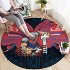 Custom Newcastle Knight Round Carpet Knight Warrior Polynesia Islander Rugby Mascot