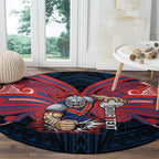 Custom Newcastle Knight Round Carpet Knight Warrior Polynesia Islander Rugby Mascot