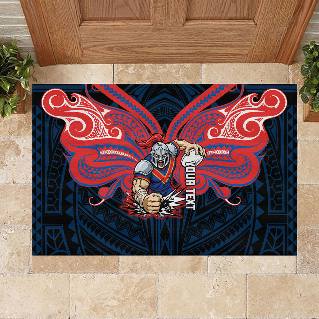 Custom Newcastle Knight Rubber Doormat Knight Warrior Polynesia Islander Rugby Mascot