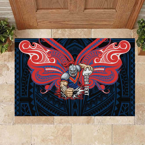 Custom Newcastle Knight Rubber Doormat Knight Warrior Polynesia Islander Rugby Mascot