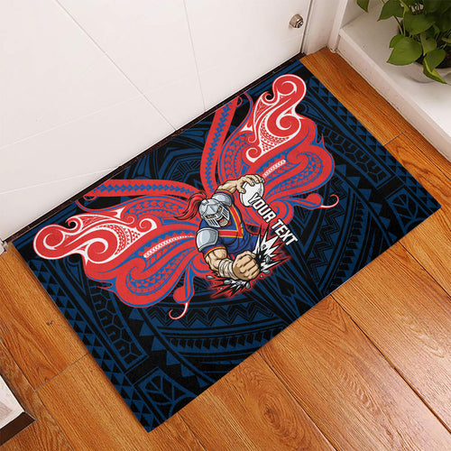 Custom Newcastle Knight Rubber Doormat Knight Warrior Polynesia Islander Rugby Mascot