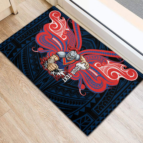 Custom Newcastle Knight Rubber Doormat Knight Warrior Polynesia Islander Rugby Mascot