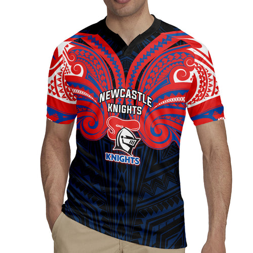 Custom Newcastle Knight Rugby Jersey Knight Warrior Polynesia Islander Rugby Mascot