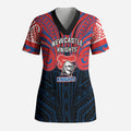 Custom Newcastle Knight Scrub Top Knight Warrior Polynesia Islander Rugby Mascot