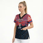 Custom Newcastle Knight Scrub Top Knight Warrior Polynesia Islander Rugby Mascot