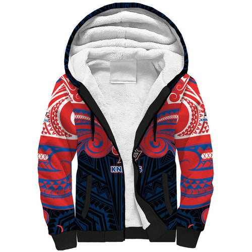 Custom Newcastle Knight Sherpa Hoodie Knight Warrior Polynesia Islander Rugby Mascot